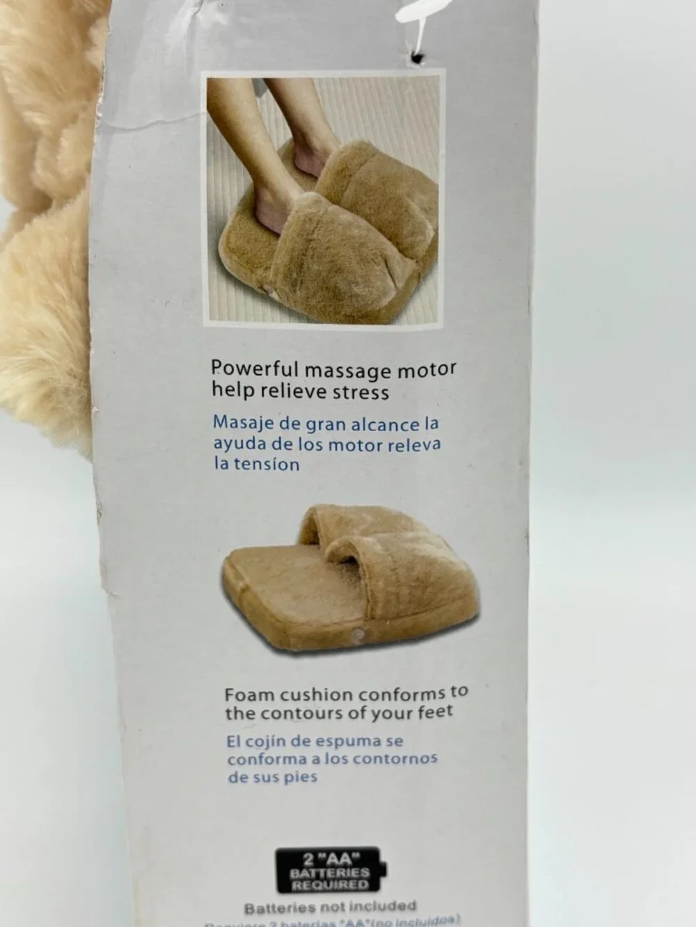 Spa Massage Foot Massager Vibration Slipper Style Relaxation Beige Fleece Soft